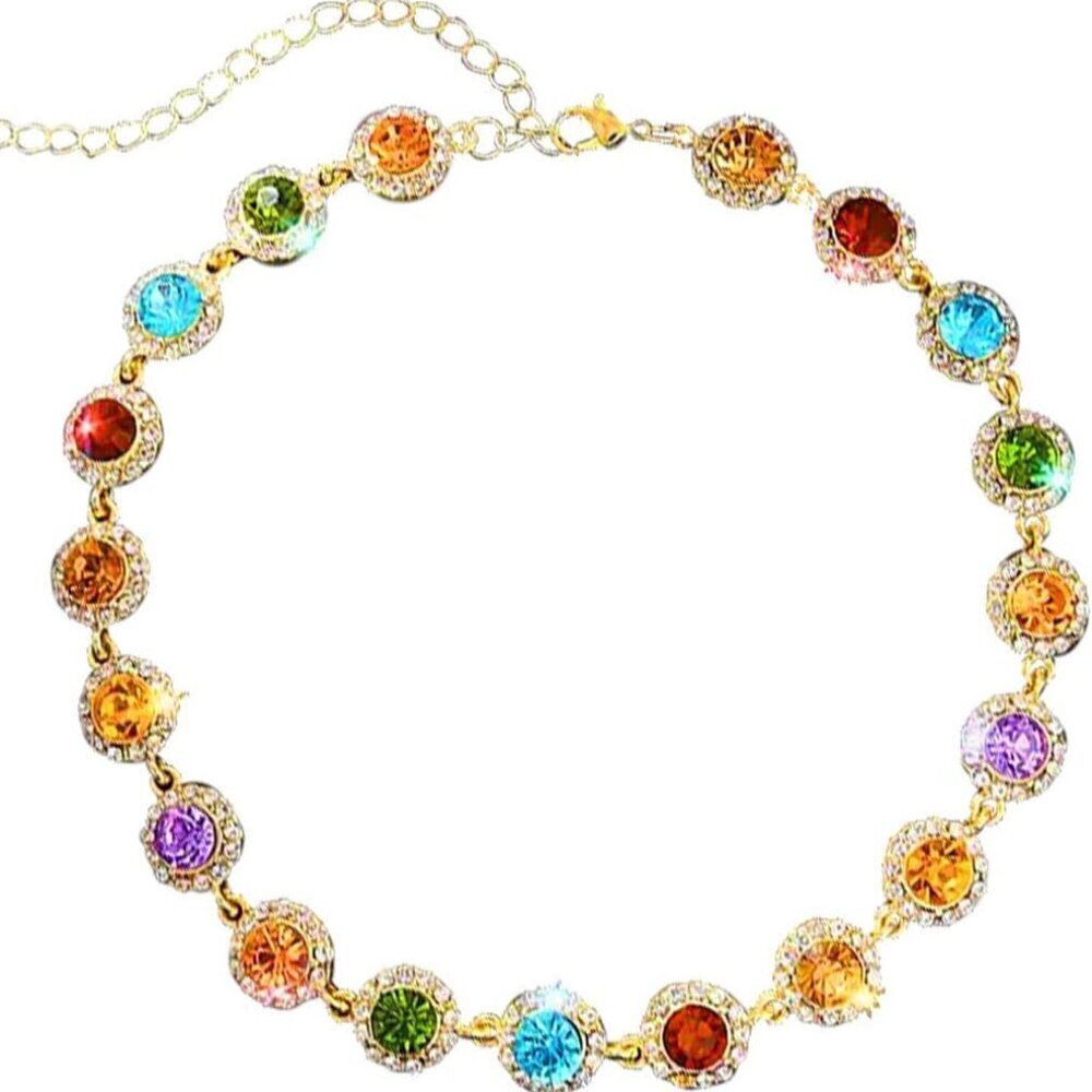 Crystal Rhinestone Gold Choker Necklace for Women Elegant Party Jewelry
